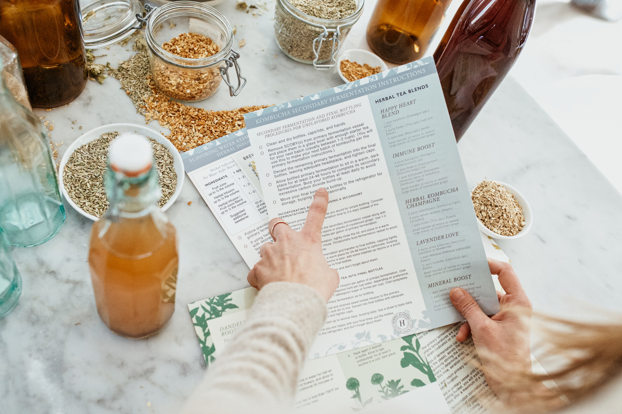 Kombucha charts in the Herbal Fermentation Course